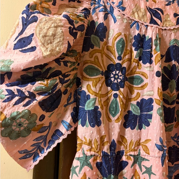 Farm Rio Seashell Tapestry Short Sleeve Mini Dress - Picture 9 of 11